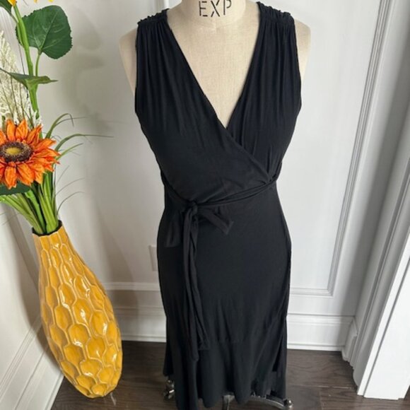 Athleta Wrap Surplice Black Knit Dress - Picture 4 of 16